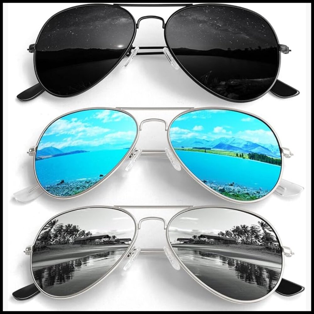 Lightweight Metal Frame Polarized Pilot Sunglasses UV400 Protection